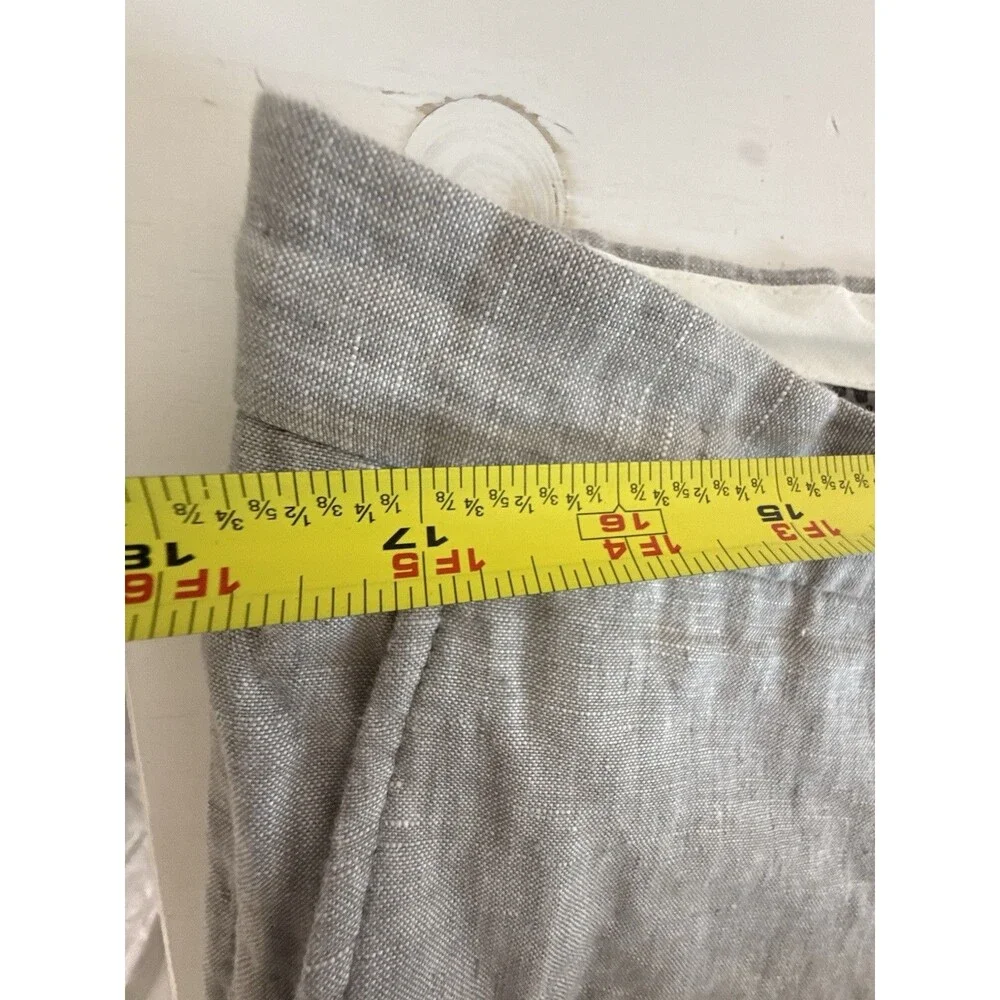 Joseph Abboud 100% Linen Gray Pants Tapered Ruched Ankle Quiet Luxury